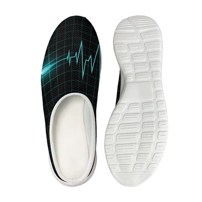 Teal Heartbeat Print Mesh Casual Shoes