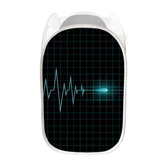 Teal Heartbeat Print Mesh Laundry Hamper