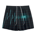 Teal Heartbeat Print Mesh Shorts