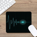 Teal Heartbeat Print Mouse Pad
