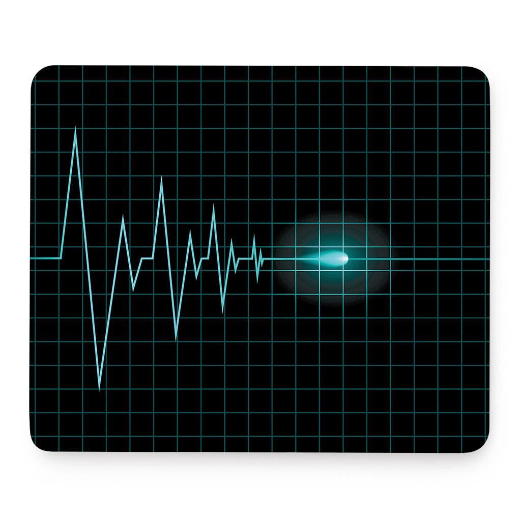 Teal Heartbeat Print Mouse Pad