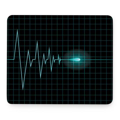 Teal Heartbeat Print Mouse Pad