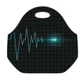 Teal Heartbeat Print Neoprene Lunch Bag