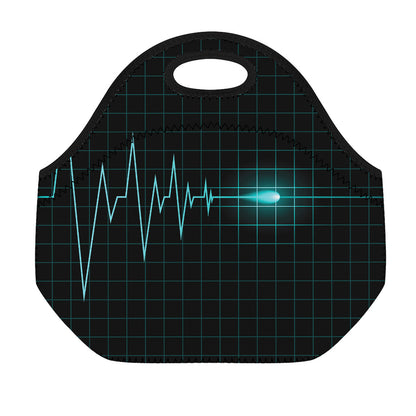 Teal Heartbeat Print Neoprene Lunch Bag