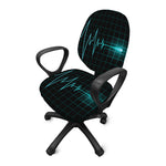 Teal Heartbeat Print Office Chair Cover