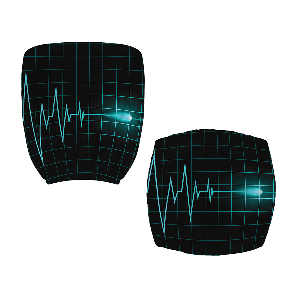 Teal Heartbeat Print Office Chair Cover