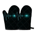 Teal Heartbeat Print Oven Mitts