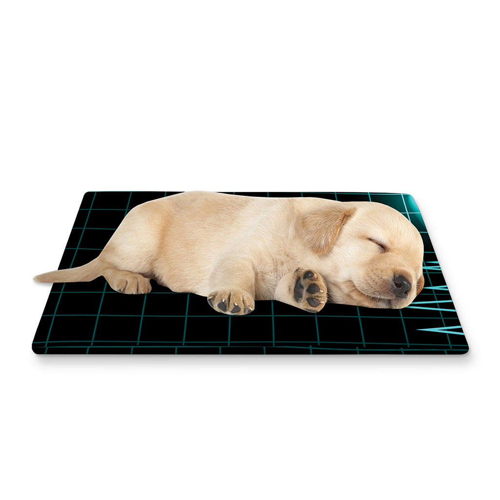 Teal Heartbeat Print Pet Cooling Mat Cover