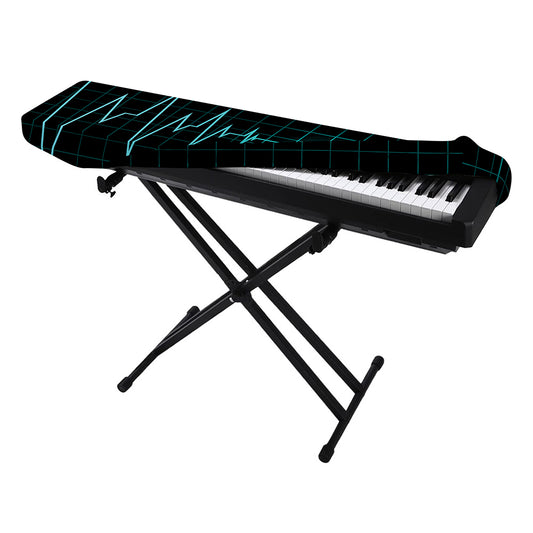 Teal Heartbeat Print Piano Keyboard Cover