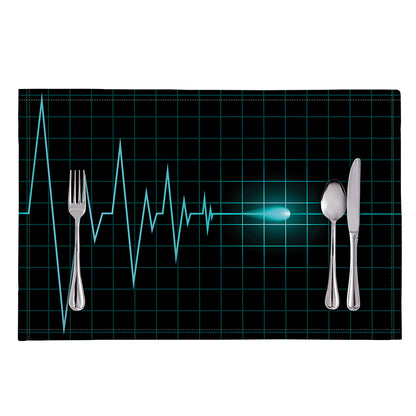 Teal Heartbeat Print Placemat
