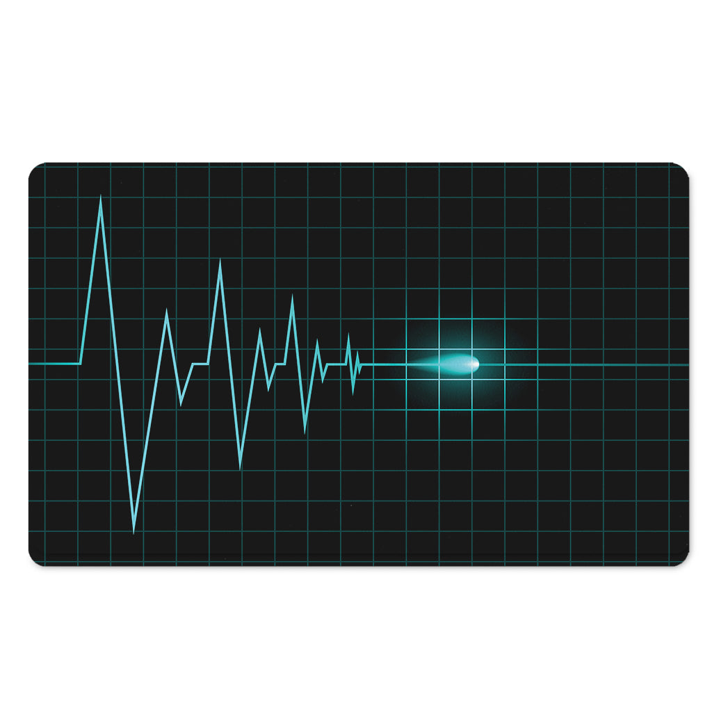 Teal Heartbeat Print Polyester Doormat