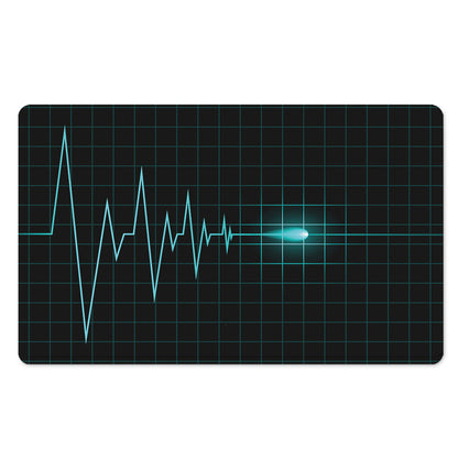 Teal Heartbeat Print Polyester Doormat