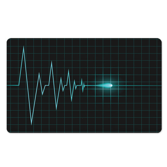Teal Heartbeat Print Polyester Doormat