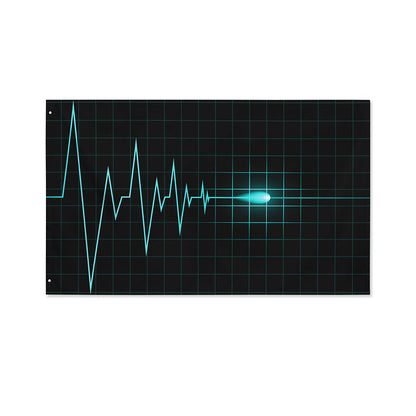 Teal Heartbeat Print Polyester Flag