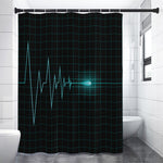 Teal Heartbeat Print Premium Shower Curtain