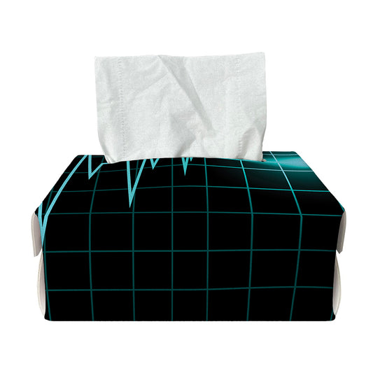 Teal Heartbeat Print Rectangle Tissue Box Cover