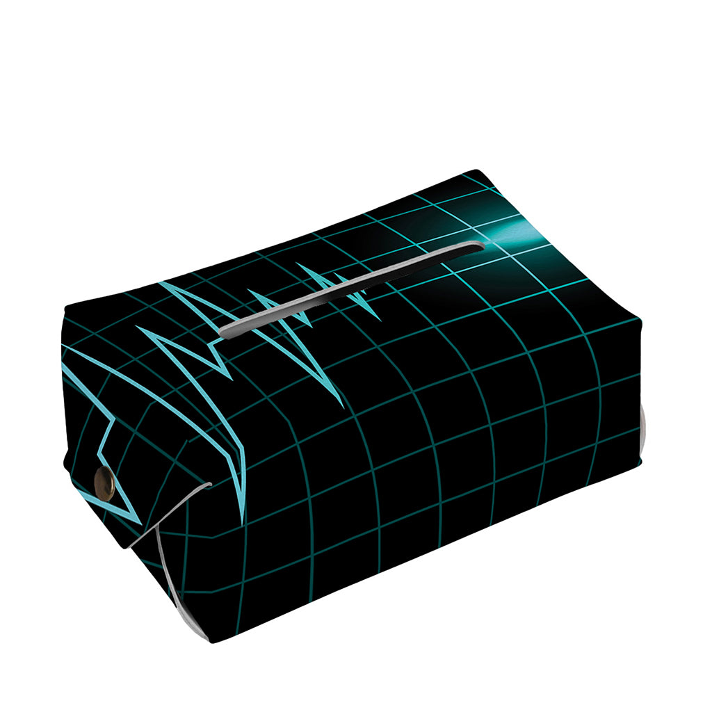 Teal Heartbeat Print Rectangle Tissue Box Cover
