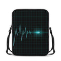 Teal Heartbeat Print Rectangular Crossbody Bag