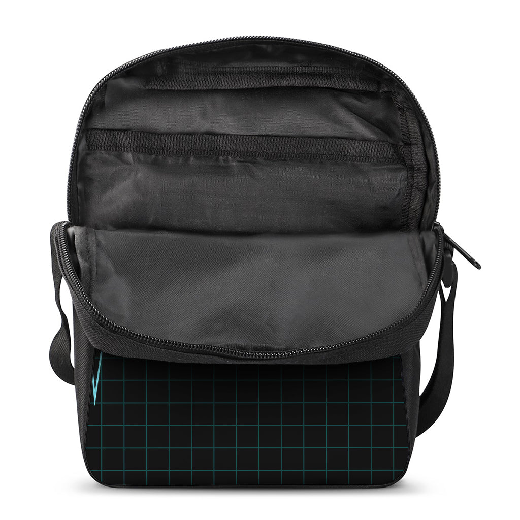 Teal Heartbeat Print Rectangular Crossbody Bag