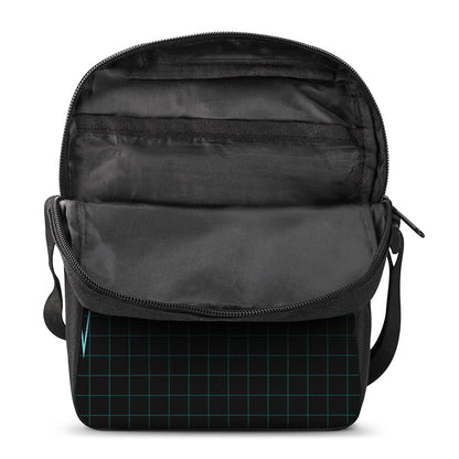 Teal Heartbeat Print Rectangular Crossbody Bag