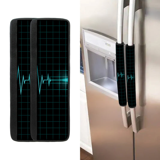 Teal Heartbeat Print Refrigerator Handle Covers