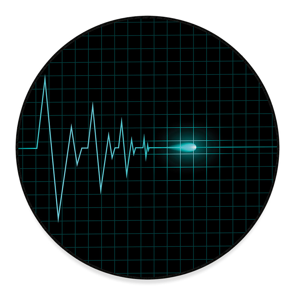 Teal Heartbeat Print Round Floor Mat