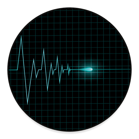 Teal Heartbeat Print Round Floor Mat