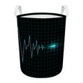 Teal Heartbeat Print Round Laundry Basket