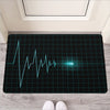 Teal Heartbeat Print Rubber Doormat