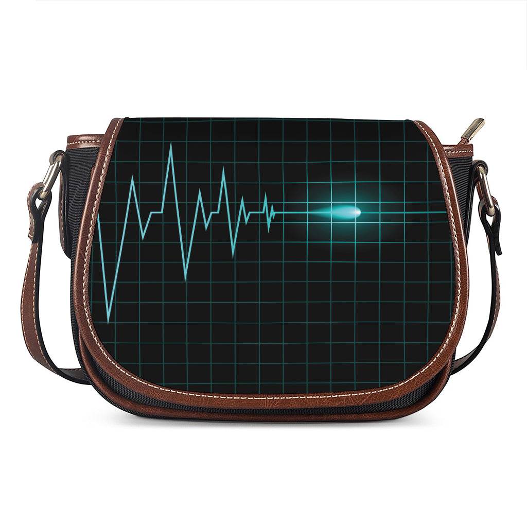 Teal Heartbeat Print Saddle Bag