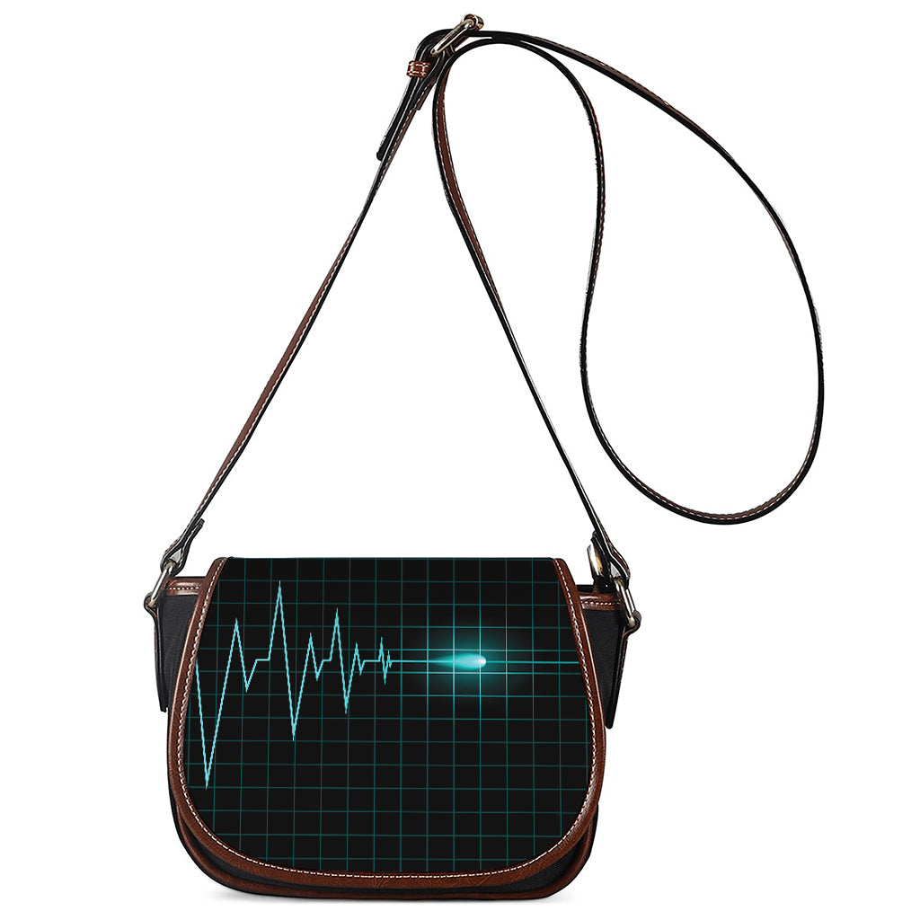 Teal Heartbeat Print Saddle Bag