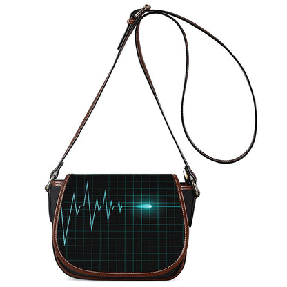 Teal Heartbeat Print Saddle Bag