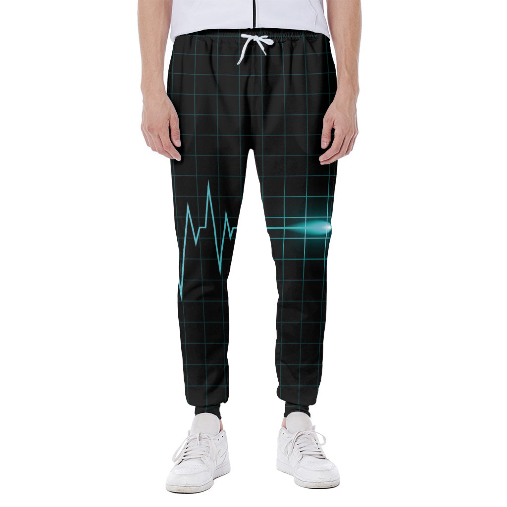 Teal Heartbeat Print Scuba Joggers