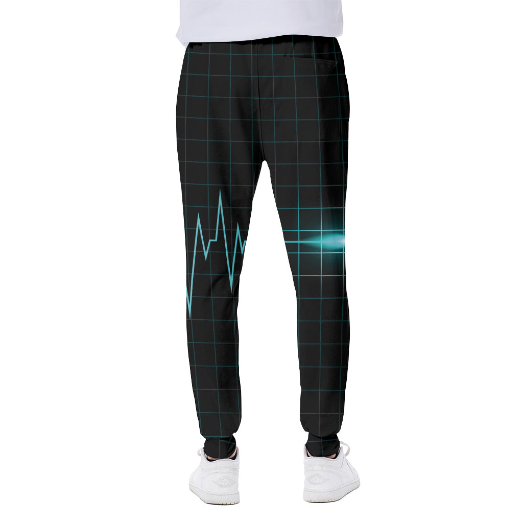 Teal Heartbeat Print Scuba Joggers