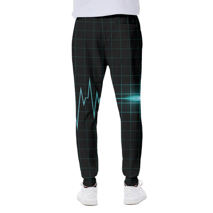Teal Heartbeat Print Scuba Joggers