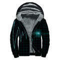 Teal Heartbeat Print Sherpa Lined Zip Up Hoodie