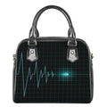 Teal Heartbeat Print Shoulder Handbag