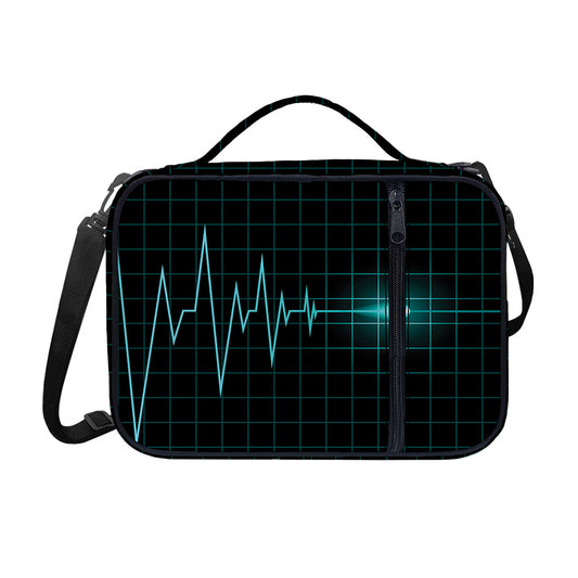 Teal Heartbeat Print Shoulder Strap Bible Bag