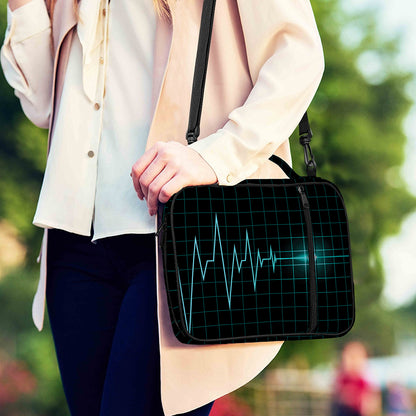 Teal Heartbeat Print Shoulder Strap Bible Bag