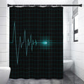 Teal Heartbeat Print Shower Curtain