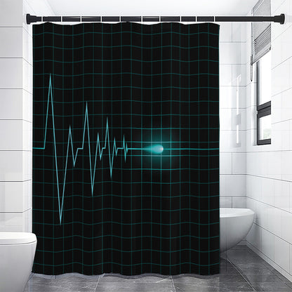 Teal Heartbeat Print Shower Curtain