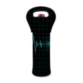 Teal Heartbeat Print Single Neoprene Wine Tote