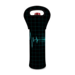 Teal Heartbeat Print Single Neoprene Wine Tote