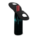 Teal Heartbeat Print Single Neoprene Wine Tote