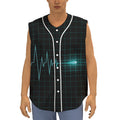 Teal Heartbeat Print Sleeveless Baseball Jersey