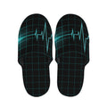 Teal Heartbeat Print Slippers