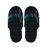 Teal Heartbeat Print Slippers