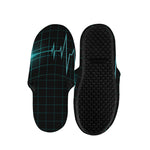Teal Heartbeat Print Slippers