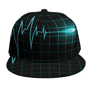 Teal Heartbeat Print Snapback Cap