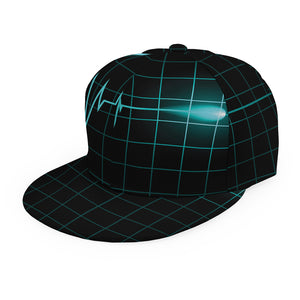 Teal Heartbeat Print Snapback Cap